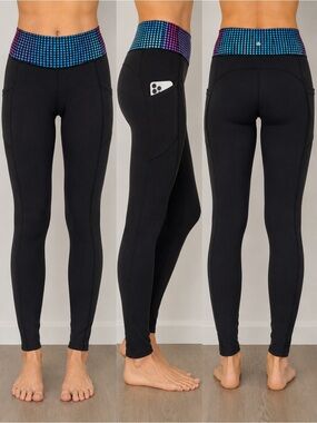 Lululemon Pixel Dot Speed Up Tights Side Pockets Ombre Waist Size 4